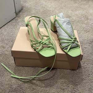 Loeffler Randall Libby lace up sandal size 7. Color is pistachio green.